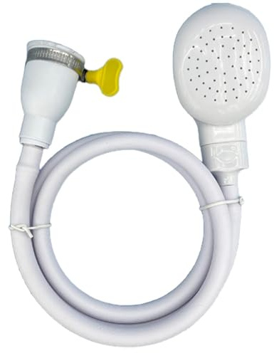 Buaak 2 accessori per doccia per rubinetto da bagno, tubo singolo bianco per lavello da 1,3 m, con morsetto, tubo doccia per rubinetti da bagno spray, rubinetto portatile per vasca da bagno