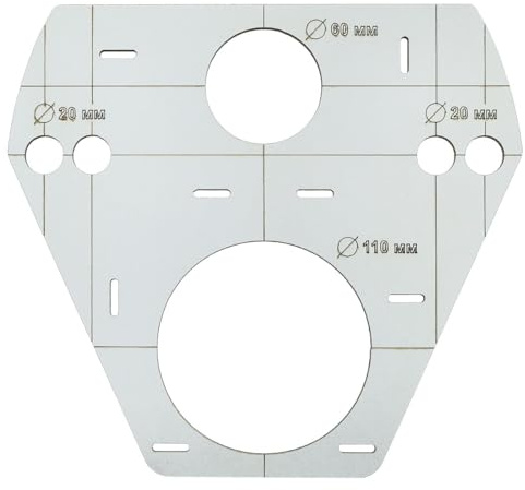 Stencil modello marcatore fori per telaio Geberit WC SENDI noVa TEMPLATE - Stencil di tracciamento per supporto WC - Supporto per WC sospeso - per fori delle piastrelle