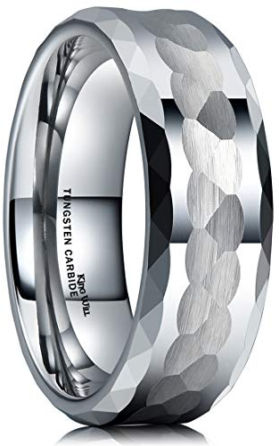 King Will 6mm/8mm Wolframkarbid-Trauring für Herren & Damen - Geschmiedeter Ring in Schwarz/Silber/Gold/Braun mit matter Bürstenoptik, Comfort Fit