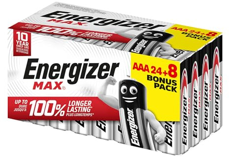 Pack 24 Piles alcaline Energizer Max AAA LR03 + 8 offertes