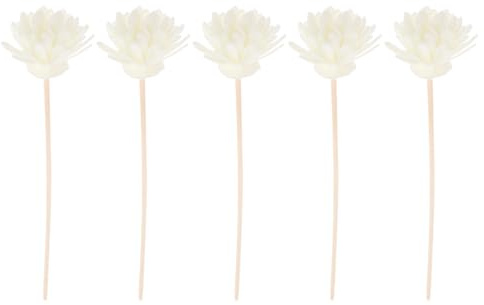 SHINEOFI 5 Stück Kleine Weiße Chrysanthemen Rattan Duftstäbchen 20cm Lang Ersatz Diffusorstäbchen für Ätherische Öle Raumduft Aromadiffusor Wohnzimmer Badezimmer