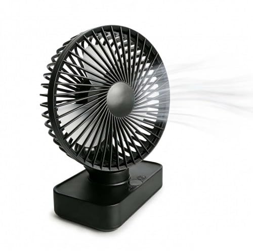 Ziyonix Ventilador de Mesa USB, Silencioso Recargable Ventiladores 4000mAh 120°de Oscilación, 90°de Inclinación del Cabezal Ajustable Escritorio Potente con 5 Velocidades para Hogar y Oficina