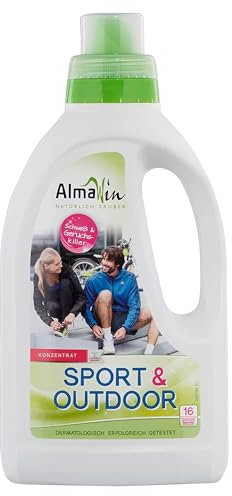 AlmaWin® Sportwaschmittel für Funktionskleidung [750ml] entfernt effektiv Schweißgeruch - Membranfunktion-schützendes Funktionswaschmittel - Outdoor Waschmittel - Reisewaschmittel [20-40°C]