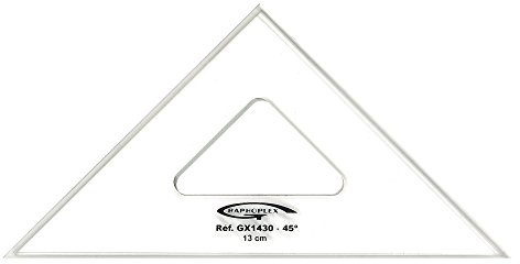 Graphoplex Zeichendreieck, 45 ° 3 Kanten schmutzabweisend transparent 13 cm durchsichtig