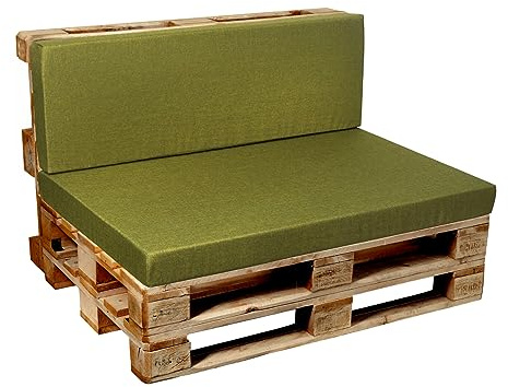 Garden Factory Palettenkissen Palettenauflagen Palettenpolster Sitzkissen, Rückenlehne oder Set, Glatt V2 (Set (Sitzkissen 120x80+Rückenlehne 120x40), Limette)