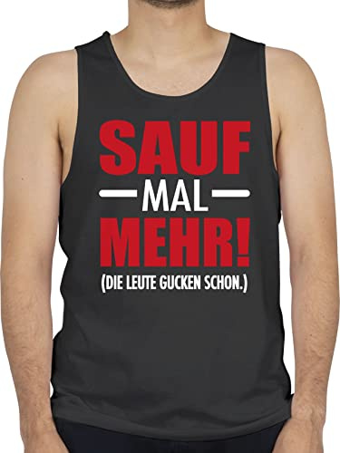 Tank Top Männer - Party & Alkohol Herren - Sauf mal mehr - Die Leute gucken Schon - L - Schwarz - Tanktop Saufen Festival suff axelshirt Konzert Alki Shirts Festivals Malle Shirt konzerte säufer