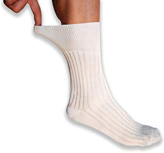 Frencis - Calzini Sanitari da Uomo in 100% Filo di Scozia Rimagliato a Mano, Calzini per Diabetici con Elastico Extra Morbido, Traspiranti e Anallergici, 6 Paia, Colore Bianco Taglia 47-50