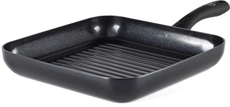 GreenChef Diamond Plaque à griller Antiadhésive en Céramique Saine 28 cm, Sans PFAS, Convient à l'induction, Va au four jusqu'à 160˚C, Lavable au lave-vaisselle, Noire, Noir
