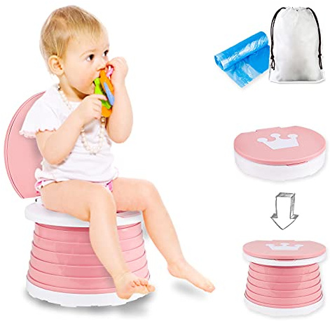 Sedile Vasino Portatile, Sedia da Toilette Pieghevole Per Addestramento Per Bambini Vasino Da Viaggio Per Interni All'aperto Con Custodia Da Viaggio (rosa)