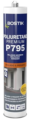 Bostik P795 Poliuretano Premium Gris - Cartucho 290 ml | Masilla de Poliuretano Multiusos Profesional - Sellado y Pegado Elástico - Multimaterial - Interior y Exterior