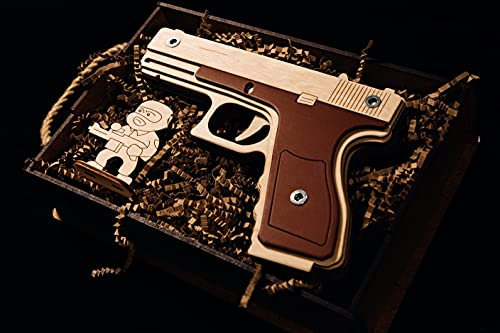 Arma Toys Glock Gummibandpistole 100% aus Holz Spielzeug für Kinder und Erwachsene