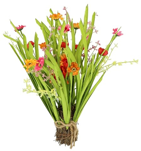Konstgjord gräsbuske med prästkragar gräsband gerbera konstgräs buske buntar stående gräs blommor gräs buske dekoration konstgjord växt gräs-bunta grön växt prydnadsgräs gräs buskar