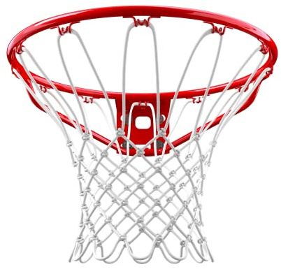 Spalding - Aro estandar - Rojo - Llanta de Acero para Baloncesto - Tamaño Oficial - Se Adapta a Todos los tableros Incluye Red - Interior - Exterior