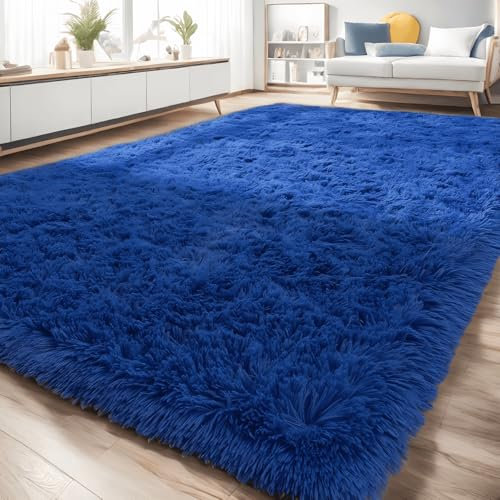 linyingdian Alfombra Esponjosa Sala de Estar Esponjosa Moderna Adecuado para Dormitorio de los Niños Decoración del Hogar del Dormitorio Decoración del Hogar Alfombra Ultra Suave (Azul, 80 x 120 cm)