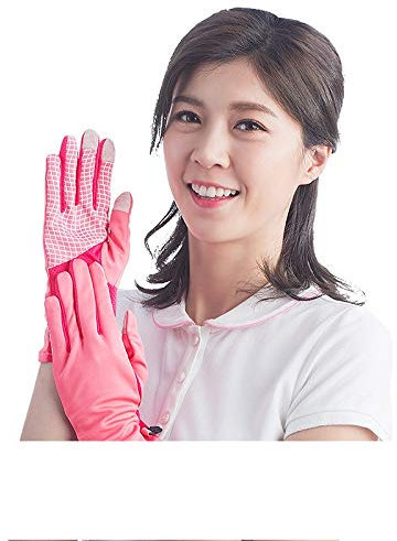 Sonnenschutzhandschuhe Sonnenschutzhandschuhe UPF50 + UV-Schutz Atmungsaktiv Rutschfeste Outdoor-Sporthandschuhe (Color : Deep pink, Size : L)