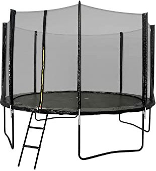 Zone 12FT or 366cm Round Outdoor Trampoline with Black Padding, Safety Enclosure and Ladder