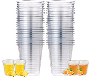 XIMOGO Small Clear Plastic Cups, 70z100 Pack 180ml Heavy Weight (2.5 gram per pcs) Disposable Cocktail Glasses, Premium Drinking Cups for Cold Drinks, Parties, Travel & Camping.