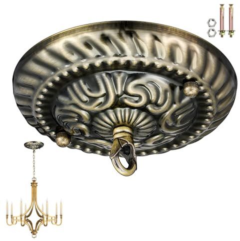 Homoyoyo Chandelier Canopy with Hook:Vintage Chandelier Ceiling Plate with Retro Pendant Light Canopy Decorative Kit for DIY Homeowners,Lighting Professionals for Pendant Satin Brass Easy Installatio
