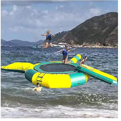 Aufblasbares Wassertrampolin Wassertrampolin mit Rutsche, tragbare hüpfende Schwimmplattform für See, Pool, ruhiges Meer (Farbe: 2 m)