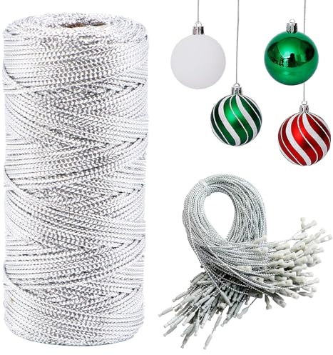 SPOKKI 1.5 mm Silver Metallic Kordel, 100M Silverfaden Zum Basteln, DIY Bastelschnur für Handwerk Schmuckschnur Hochzeit Dekorieren oder Geschenkverpackungen Weihnachtsschnur (Silver)