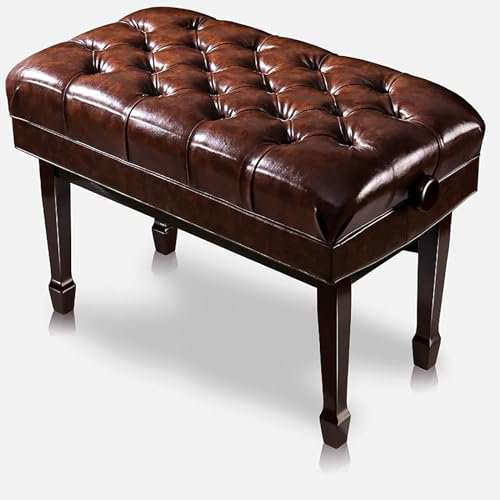 Klavierhocker Deluxe – Höhenverstellbarer Duett-Keyboard-hocker Aus Walnussbraunem Holz – Breiter Sitz – Tragfähigkeit Bis Zu 180 Kg