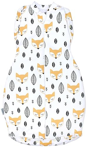 TupTam Baby Pucksack Swaddle Bag Wattiert Babyschlafsack unisex, Farbe: Wattiert 2.5 TOG/Füchse Orange, Größe: 3-6 Monate