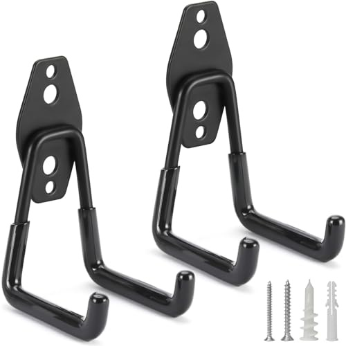 LUPYJI 2 Pack Heavy Duty Garage Hooks Storage Organizer Wall Mount Power and Garden Tool Hangers, for Hanging Ladders, Ropes, Hose, Bulk Items