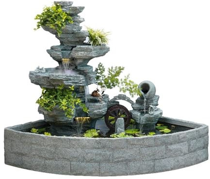 Fontana da Esterno Decorazione del paesaggio del giardino, giochi d'acqua rocciosi, paesaggio del laghetto for pesci del balcone esterno, fontana dell'acqua del giardino esterno Fontana Giardino Ester