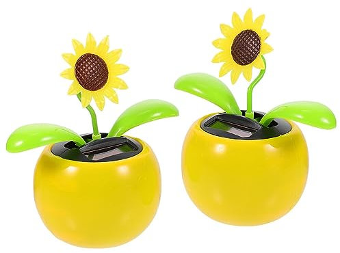 Toyvian 2 Stück Solar Sonnenblume Tanzende Solarblumen Schwingendes Animiertes für Heimbüro Schreibtisch Autodekoration Lustige Ornamente