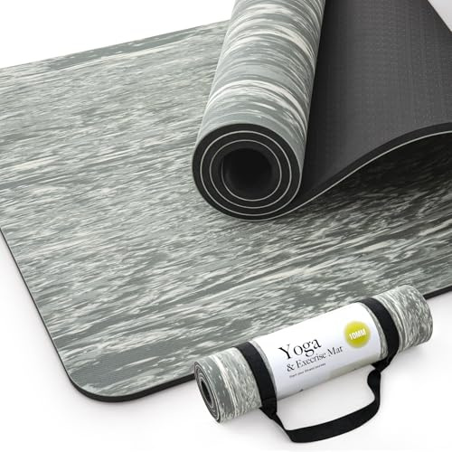 Marjar Yogamatte Rutschfest Gymnastikmatte TPE Fitnessmatte für Yoga Übungsmatte mit Tragegurt Sportmatte 183 cm x 61 cm x 0.6/0.8 / 1cm