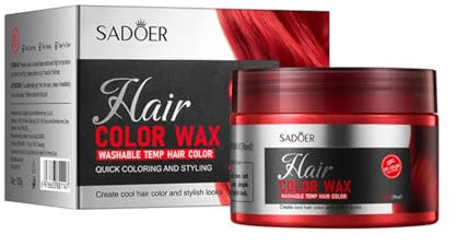 Temporäres Haarfarbe Wachs, Haarwachs, Unisex Haarfärbemittel Wachs, Hair Dye Wax, Nicht-Fettend Matte Frisur Haarfärbemittel Wachs, Waschbares Pflanzenformel Haartone für Männer Frauen, 120g, Rot