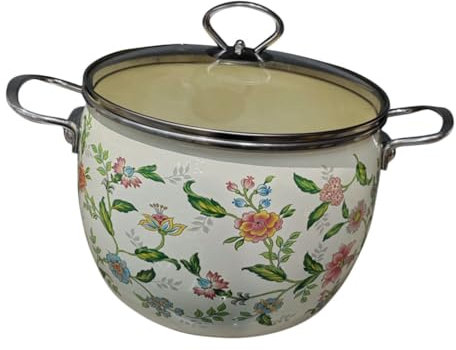 Amosfun Olla Esmaltada Gruesa 24 Cm Con Tapa y Asas Dobles Olla Multiusos Para Sopa y Guisos Doméstica Versátil Para Leche Fideos y Papillas Utensilio Básico De Cocina