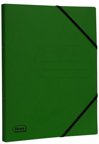 Idena 11103 - Eco Ringbuch aus Karton in DIN A4, Ordner in Grün mit 20 mm Rückenbreite und 2-Ring-Mechanik, Gummizug über Eck
