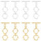 BENECREAT 8 Sets Brass Toggle Clasps, 2 Color Real Gold and Silver Plated T Bar Clasps, Bar and Double Ring Jewelry Clasps for Necklace Bracelets Chain Ends Fastening