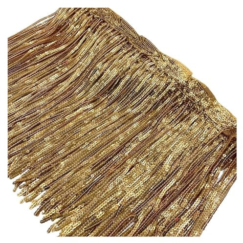 TYNXK Fransen Mit Quastenbesatz 2 Yards 20cm Pailletten Pailletten Quaste Spitze Fransenbesatz Mesh Stoff DIY Leistung Rock Hochzeit Kleid Dekor Nähen Material Fransenbesatz(Color14)