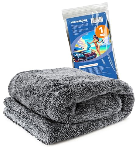 Kemes Chiffon en microfibre auto XXL ultra absorbants 1400 g/m² Heavyweight gris 40 x 40 cm - Sec sans rayures - Polissage absorbant 5 fois
