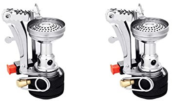Lckiioy Lot de 2 mini cuisinières à gaz super légères pour le camping, la cuisine en plein air, pliable, avec adaptateur de remplissage