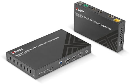 LINDY 38346 70m Cat.6A HDMI 4K60 & Typ C HDBaseT 3.0 KVM Extender