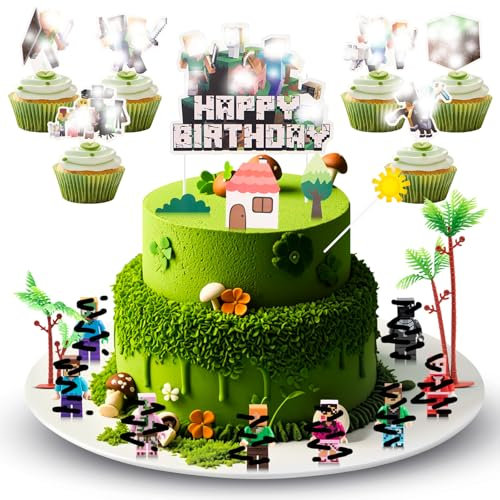 39 Stück Tortendekoration Cake Topper Set, Figuren Set, Kuchen Deko, Muffin Deko, Tortenaufleger Cupcake Topper Deko Party Geburtstag Deko Tortendeko Geburtstag