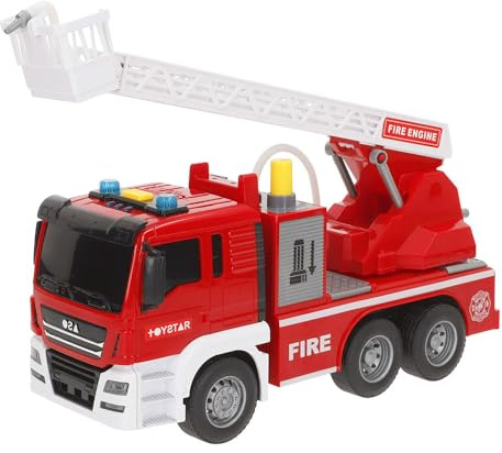 ColorBaby Speed & Go Camión Bomberos Juguete, con Luces y Sonidos, Grúa y Manguera interactivas, Agua de Verdad, Sistema de fricción, Escala 1:14, Rescate, para niños a Partir de 3 años (39063)