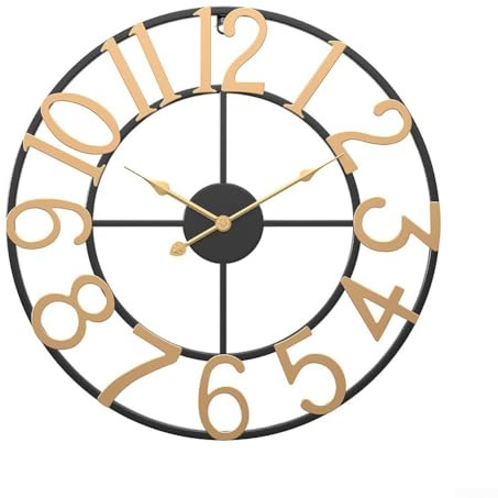 Oniissy Wanduhr für den Außenbereich, Vintage-Stil, offenes Zifferblatt, Schiefer-Effekt, wasserdicht und wetterfest, große Gartenuhr, für drinnen oder draußen, dekorativ (H)