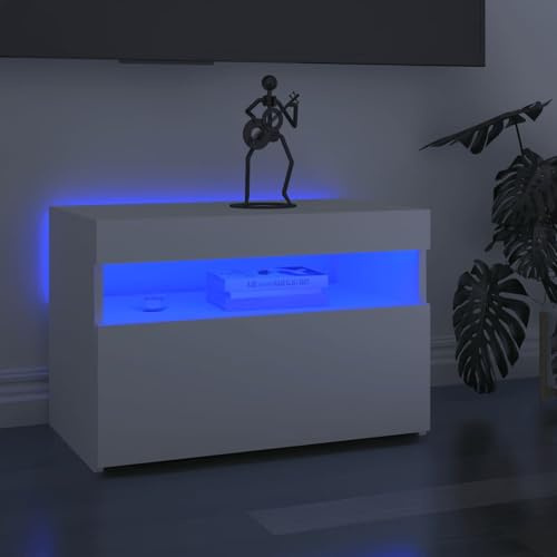Gecheer TV-bänk med LED-lampor vit 60x35x40 cm, modernt TV-skåp, TV-bord, TV-skåp, TV-skåp, TV-skåp, TV-skåp, vardagsrumsskåp, P804409