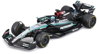 Bburago 1:43 Scale 2024 Formula Race Mercedes W15 Diecast Vehicle with Helmet, Russell #63