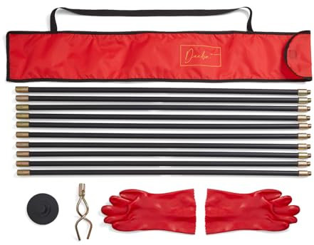 Deeba UK 10M Drain Rod Kit with Heavy Duty Gloves & Carry Bag - Professional Flexible Drain Cleaner for Blocked Drains, Sinks, Toilets - Heavy Duty Brass Fittings, Easy Assembly