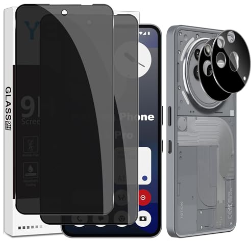 Yenwen Sichtschutzfolie für Nothing Phone 3a Pro für Panzerglas, 2 Stück Sichtschutz und 2 Stück Kameraschutz, 9H Härte Privacy Schutzfolie Folie Anti Spy Blickschutzfolie