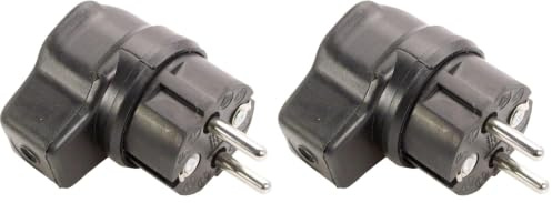 as - Schwabe Vollgummi-Winkelstecker - Schutzkontaktstecker, Leitungen bis max. 2,5mm² - für den Außenbereich geeignet, 230V, 16A, IP44, Schwarz, Made in Germany, 62207 (Packung mit 2)