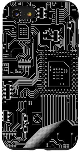 Carte mère circuit puce sombre informatique fond d'ordinateur Coque pour iPhone SE (2020) / 7 / 8