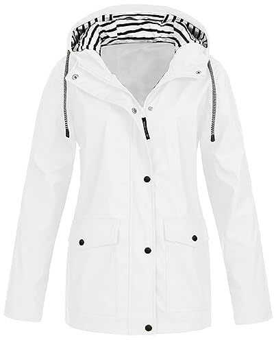 duxyoz Waterproof Jacket For Women Uk Lightweight Windproof Trench Coat With Hood Outdoors Functional Raincoat Hooded Rain Jacket Solid Outdoor Hoodies Casual Women Coats Ladies Warm Jackets