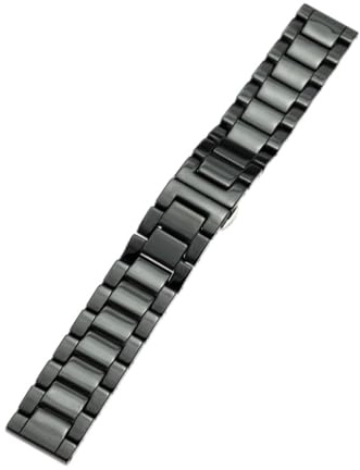 NLNKDTDPAK Svart keramisk vaktbandband Justerbar kedja Armband Rem Klocka Tillbehör Sportvaktband Male Fit for Samsung Galaxy(Black,15mm)