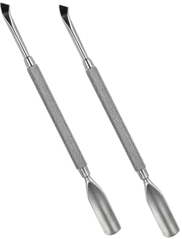 COLLBATH Kit Removedores De Cutículas y Raspadores De Uñas Acero Inoxidable Doble Cabezal 2 Piezas Para Manicura Profesional Cuidado De Cutículas Herramientas Portátiles